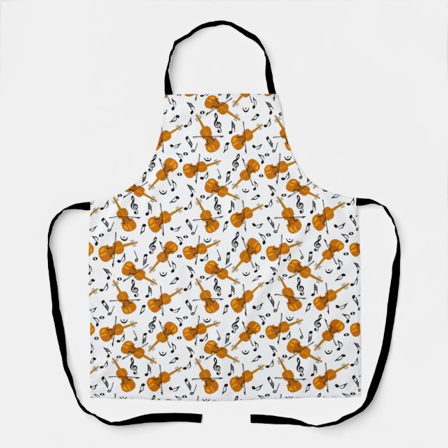 Violin Music Note Pattern Apron (Front)