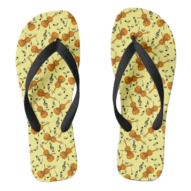Violin Music Note Pattern Flip Flops (Footbed)