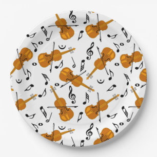 Violin Music Note Pattern Paper Plate