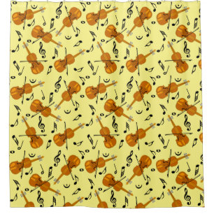 Violin Music Note Pattern Shower Curtain