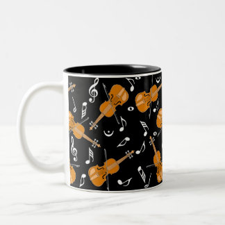Violin Music Note Pattern Two-Tone Coffee Mug