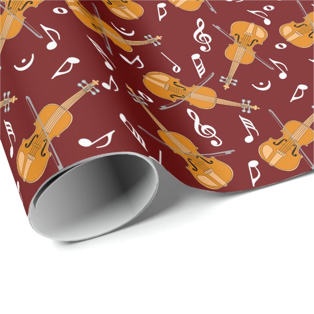 Violin Music Note Pattern Wrapping Paper (Roll Corner)