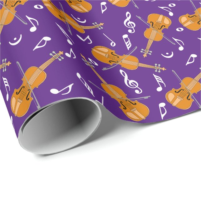 Violin Music Note Pattern Wrapping Paper (Roll Corner)