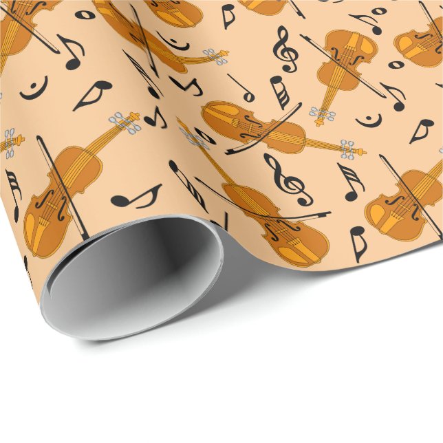 Violin Music Note Pattern Wrapping Paper (Roll Corner)
