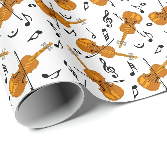 Violin Music Note Pattern Wrapping Paper (Roll Corner)