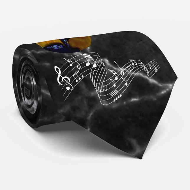 VIOLIN & MUSIC NOTES-3 NECK TIE (Rolled)