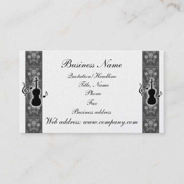 Violin Music Notes Business Card (Front)