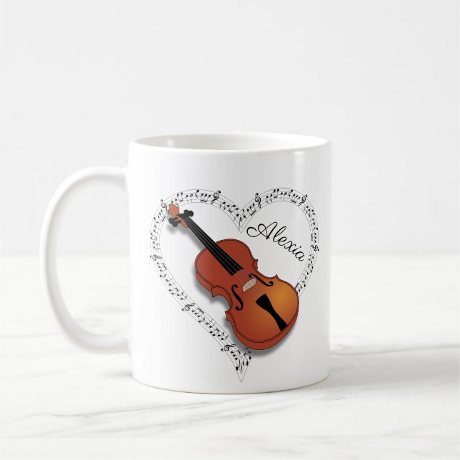 Violin Music Notes Coffee Mug (Left)