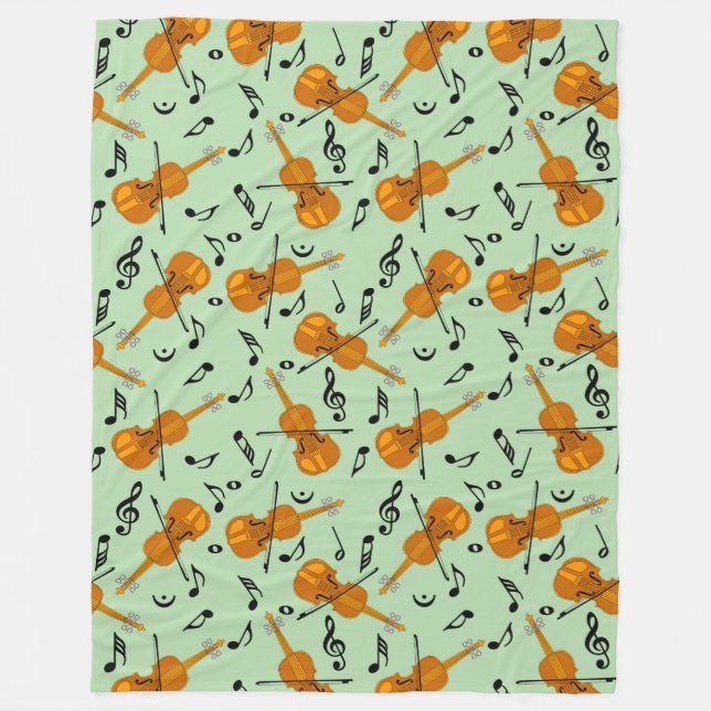 Violin Music Notes Fleece Blanket (Front)