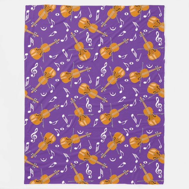 Violin Music Notes Fleece Blanket (Front)