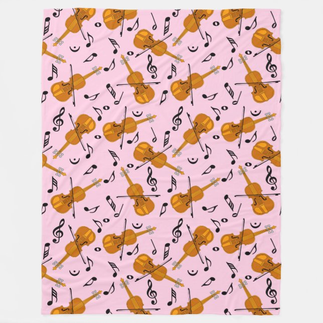 Violin Music Notes Fleece Blanket (Front)