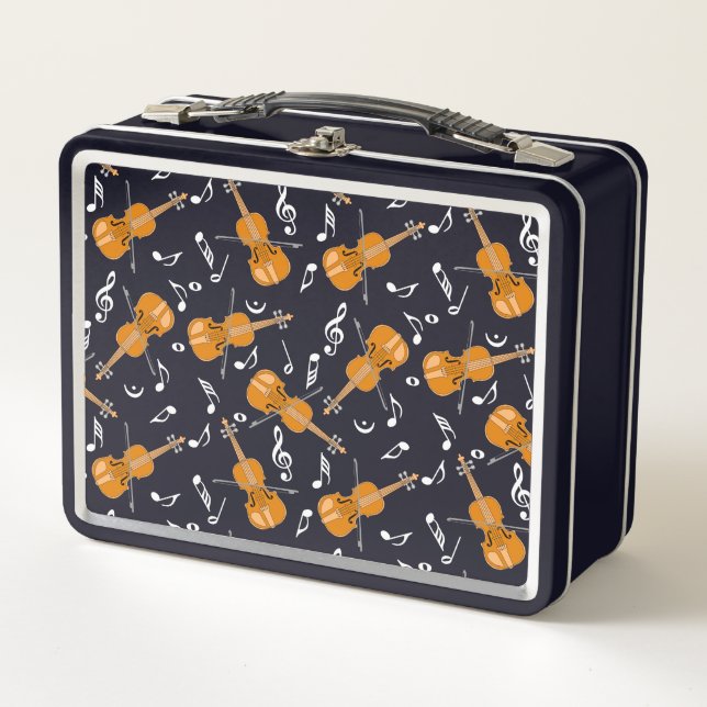 Violin Music Notes Metal Lunch Box (Front)