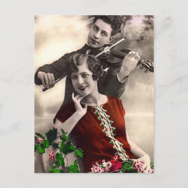 Violin Music Played by Vintage Musician Postcard (Front)