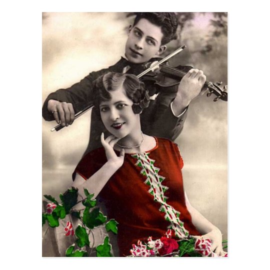 Violin Music Played by Vintage Musician Postcard