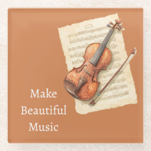 Violin Music Sheet Glass Coaster