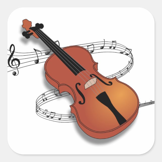 Violin Music Square Sticker (Front)
