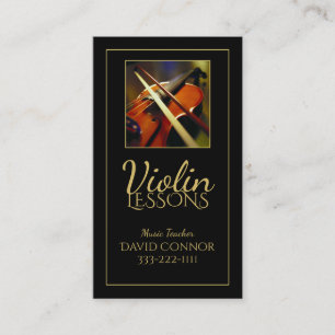 Violin Music Teacher Classic Black Business Card