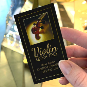 Violin Music Teacher Classic Black Business Card