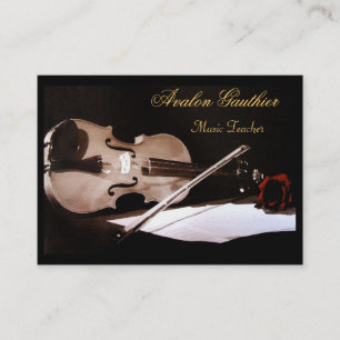 Violin Music Teacher Elegant Rose Business Card