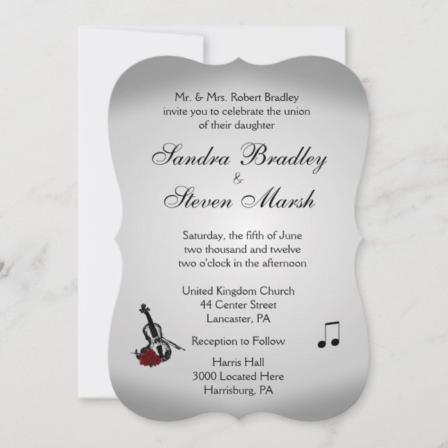 Violin Music Wedding Invitation (Front)