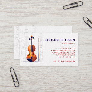 Violin Musical Notes Staff Musician Professional Business Card