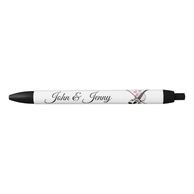 Violin Musician Custom Wedding Favour Gift Black Ink Pen (Front)