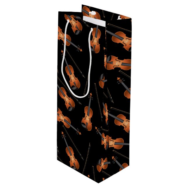 Violin Musician Teacher String Orchestra Wine Gift Bag (Front Angled)