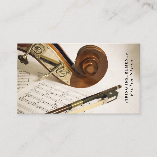 Violin Note Sheet, Musical Instrument Store Business Card (Front)