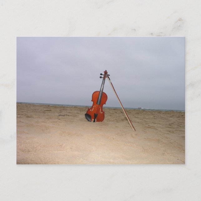 Violin on beach postcard (Front)
