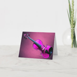 Violin or Viola Greeting or Note Card Pink