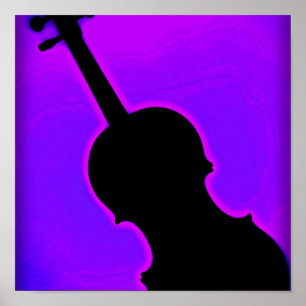 Violin or Viola Poster Blue Background