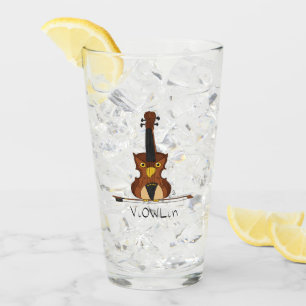 Violin Owl Cute Music Kids Teacher Glass