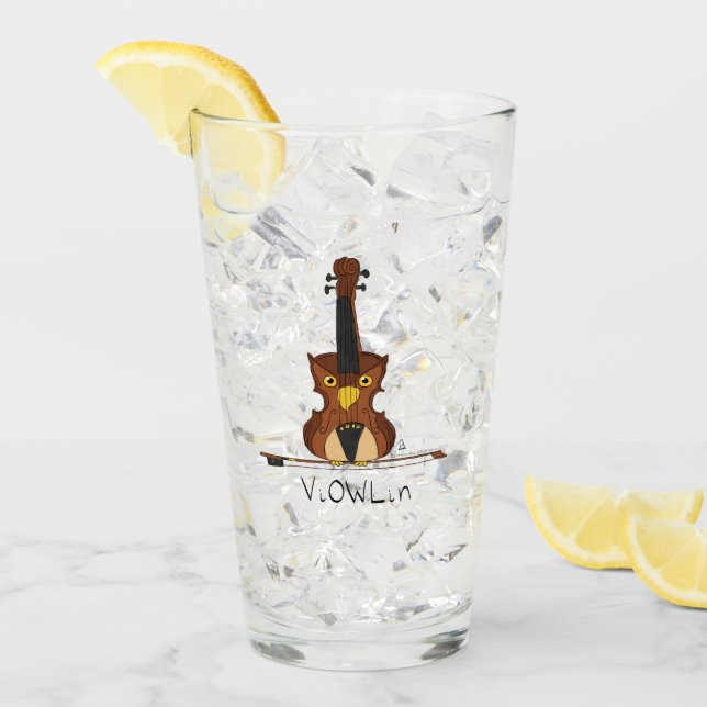 Violin Owl Cute Music Kids Teacher Glass (Front Ice)