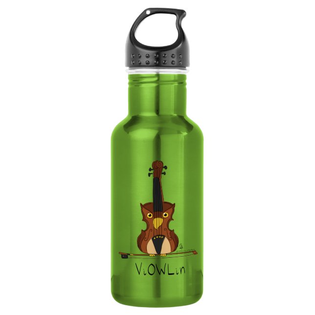 Violin Owl Funny Cute Kids Music 532 Ml Water Bottle (Front)