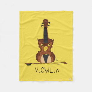 Violin Owl Funny Cute Kids Music Fleece Blanket