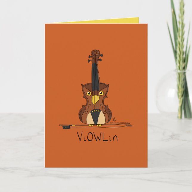 Violin Owl Music Teacher Cute Kids Card (Front)