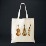 Violin Painting Tote Bag<br><div class="desc">Three different views of a violin.
A watercolor painting with a vintage and retro style.</div>