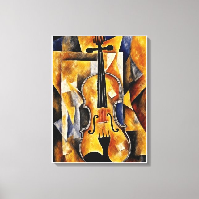 Violin Painting with Geometric Art Canvas Print (Front)