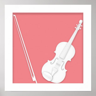 Violin Paper Cutout Illusion by Mozartini Rose Poster
