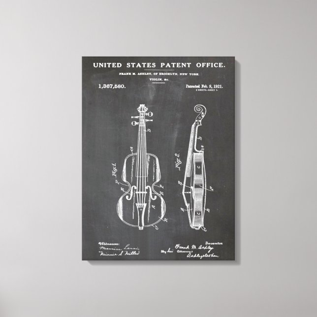 Violin Patent - Funny Music Lover Gift Canvas Print (Front)
