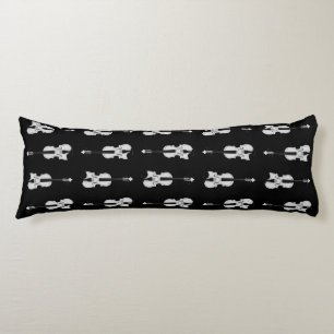 Violin Pattern - Black and White Body Cushion