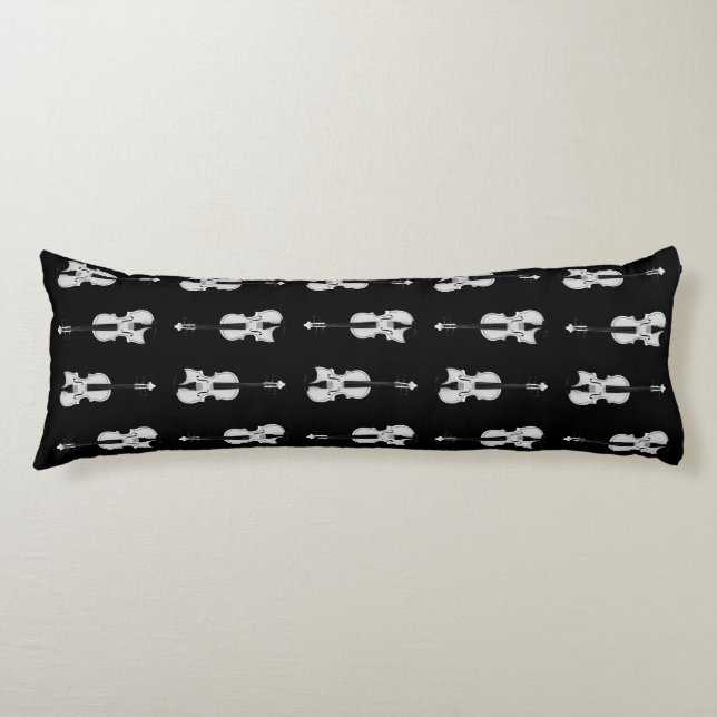 Violin Pattern - Black and White Body Cushion (Front)