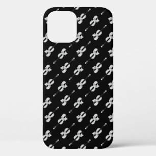 Violin Pattern - Black and White iPhone 12 Case