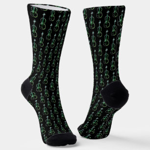 Violin Pattern - Black and White Socks