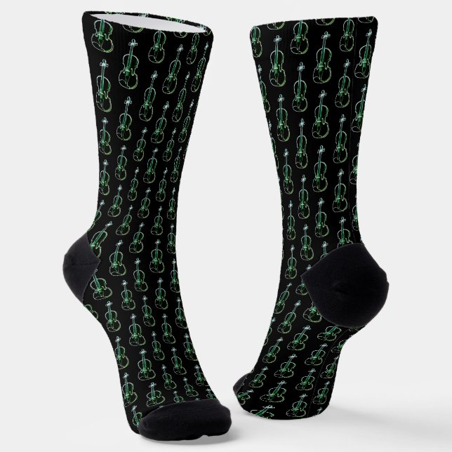 Violin Pattern - Black and White Socks (Angled)