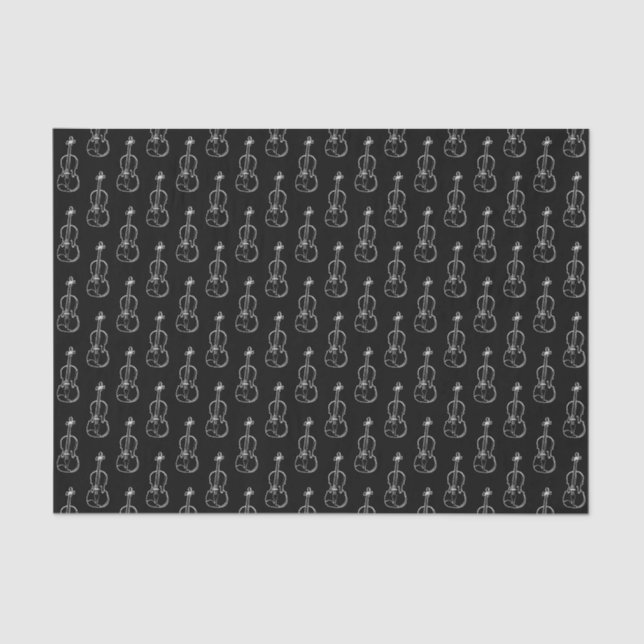 Violin Pattern - Black and White Tissue Paper (Front)