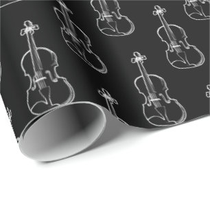 Violin Pattern - Black and White Wrapping Paper