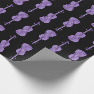 Violin Pattern - Lavender and Black   Wrapping Paper