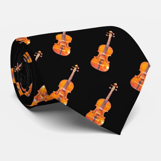 Violin Pattern Musical Instrument Music Lover's Tie (Rolled)
