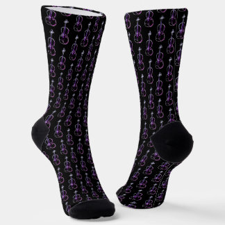Violin Pattern - Purple and Black Socks